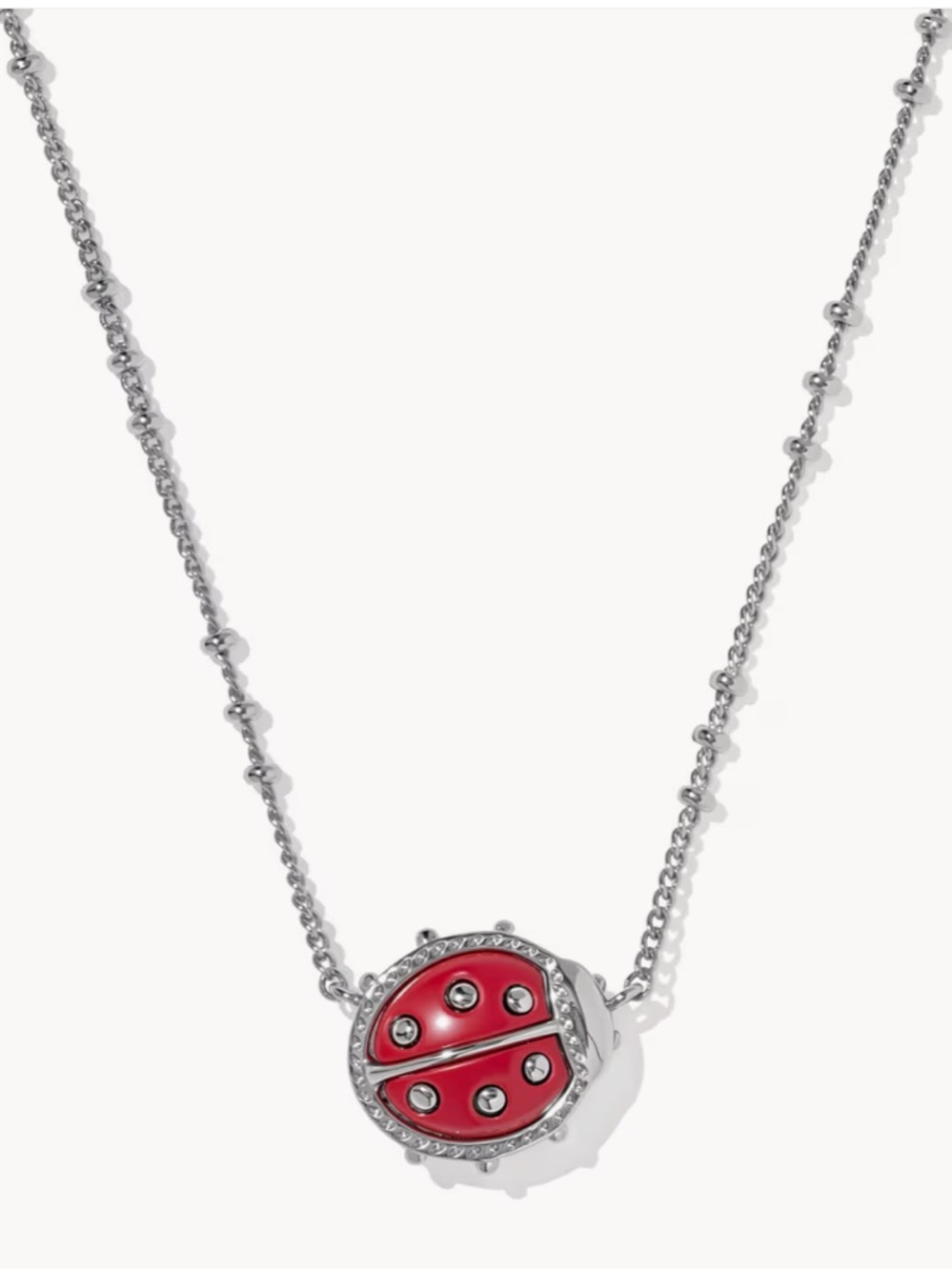 NWT Kendra Scott Reversible Red Ladybug Silver Pendant Necklace - Picture 2 of 9